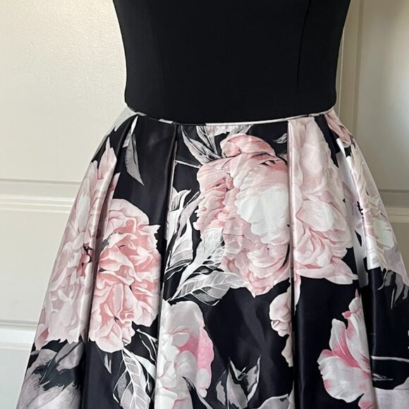 Betsy & Adam Black Pink Floral Off-The-Shoulder Fit & Flare Dress Size 2 - Picture 6 of 16